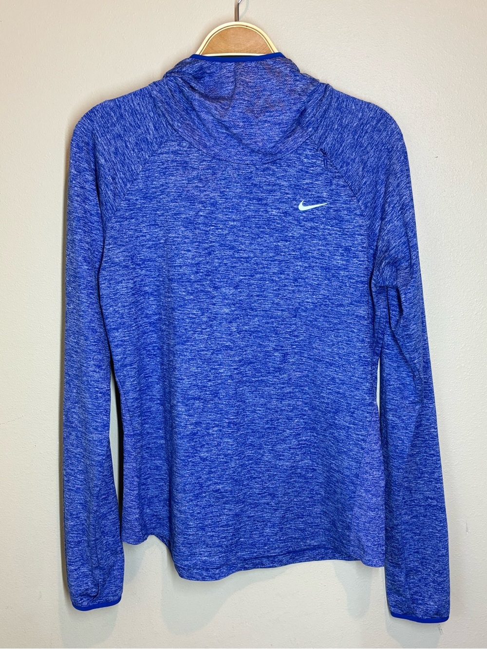 Nike Running Heathered Royal Blue Hooded Long Sleeve Dri-Fit Top, Medium